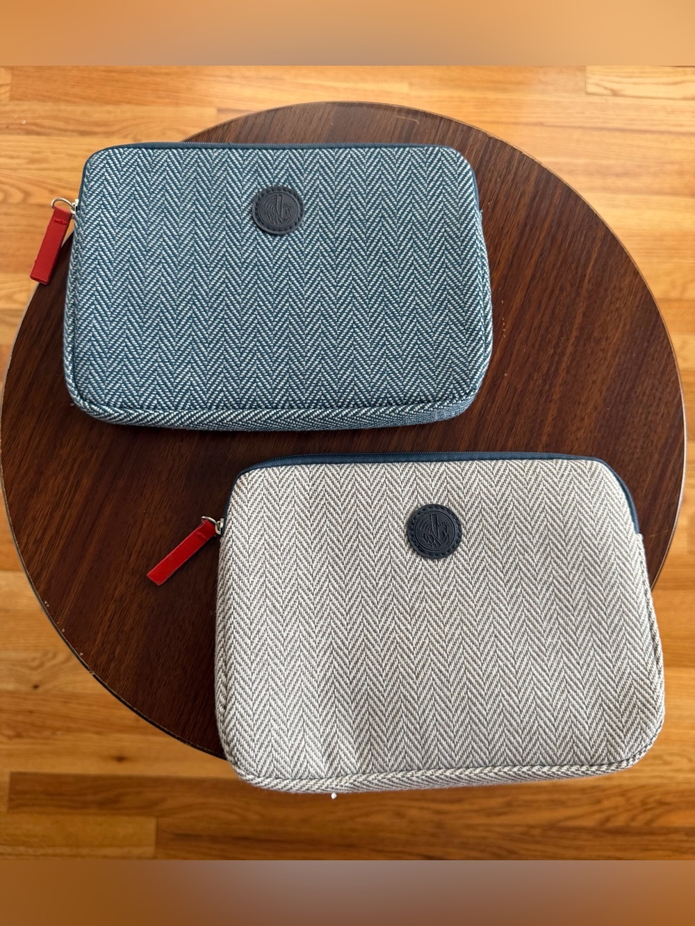 Men's Canvas Travel Pouch Blue & Light Gray
